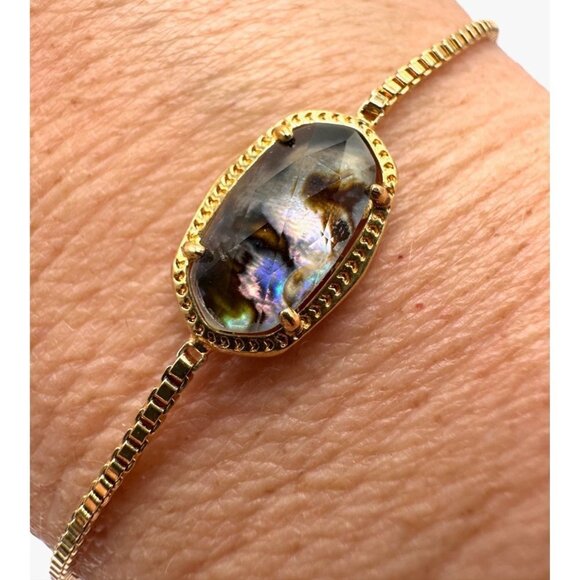 Abalone Gold Tone Adjustable Size Bracelet - Picture 1 of 4